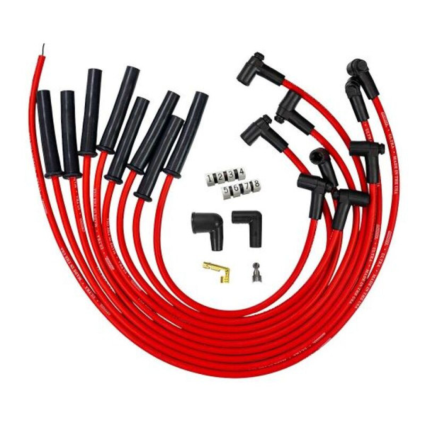 Moroso Ford 289 302 351W HEI-Style Cap Ultra 350 8mm Multi-Angle Boot Spark Plug Wire Set - Red - 52047