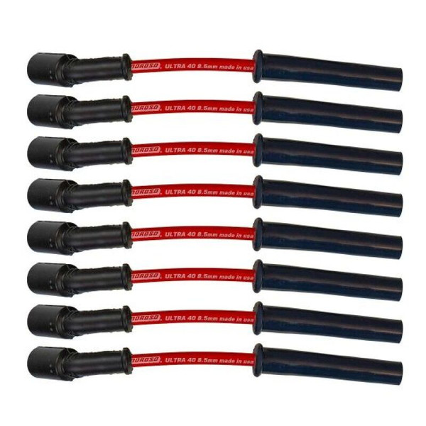 Moroso GM LS 5.7L/6.0L/6.2L/7.0L Ultra 40 8.5mm Multi-Angle Boot Ignition Spark Plug Wire Set - Red - 73756