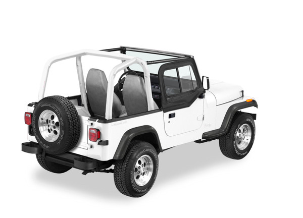 Bestop 88-95 Jeep Wrangler YJ Upper Door Sliders Black Denim Single Sliding Window - 51786-15