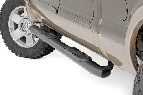 Rough Country Oval Nerf Step Crew Cab | Black | Ford F-250/F-350 Super Duty (99-16)