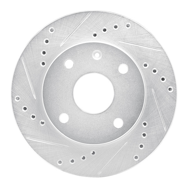 R1 04-10 Chevrolet Optra (Mexico) Front Left Drilled & Slotted Silver Brake Rotor - 631-01010L