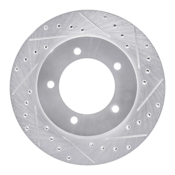 R1 96-98 Suzuki SIDEKICK Front Right Drilled & Slotted Silver Brake Rotor - 631-01012R