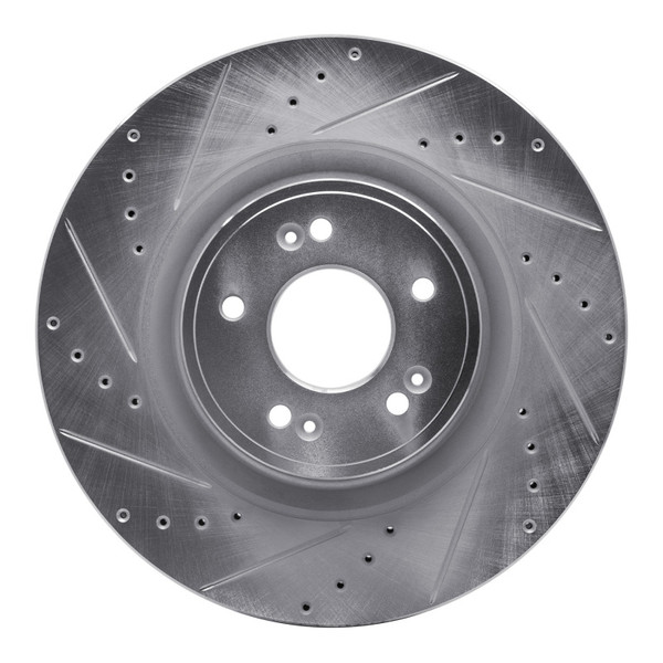 R1 18-20 Genesis G80 Front Left Drilled & Slotted Silver Brake Rotor - 631-03058L