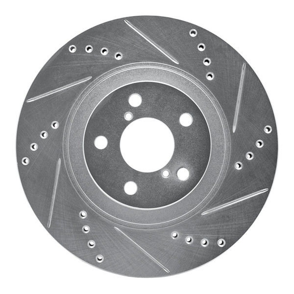 R1 04-25 Scion FR-S Front Right Drilled & Slotted Silver Brake Rotor - 631-13034R