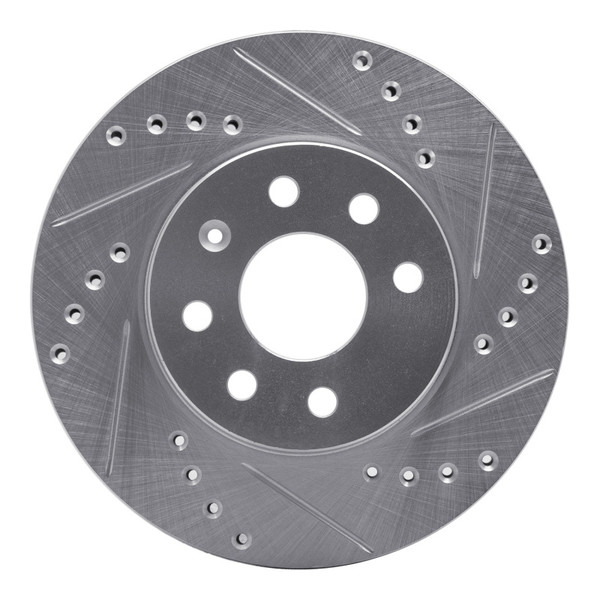 R1 00-02 Daewoo Nubira Front Right Drilled & Slotted Silver Brake Rotor - 631-18005R