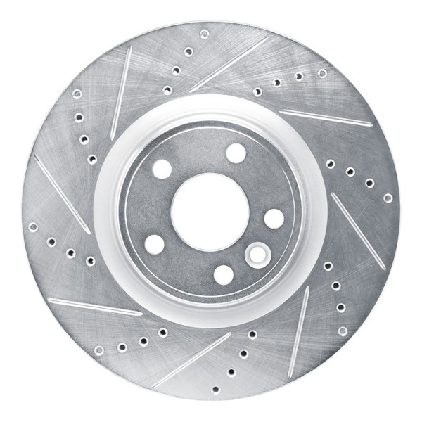 R1 20-20 Jaguar F-Pace Front Left Drilled & Slotted Silver Brake Rotor - 631-20042L
