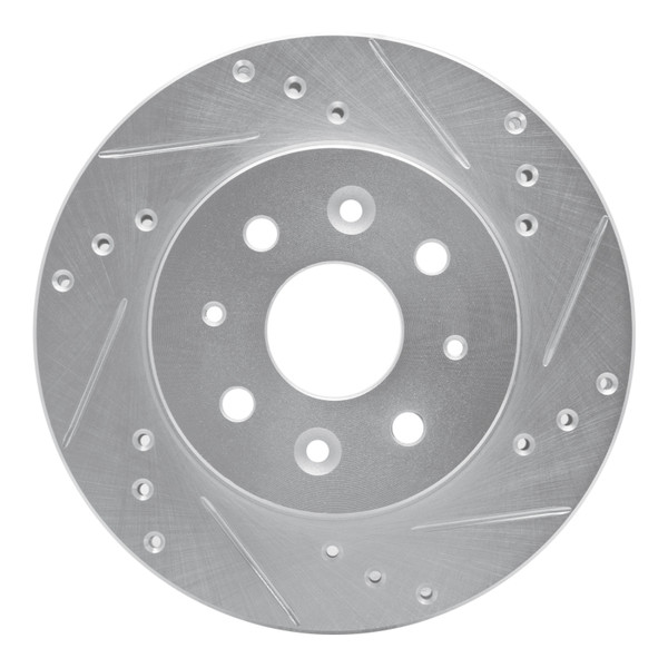 R1 03-05 Kia Rio Front Right Drilled & Slotted Silver Brake Rotor - 631-21006R