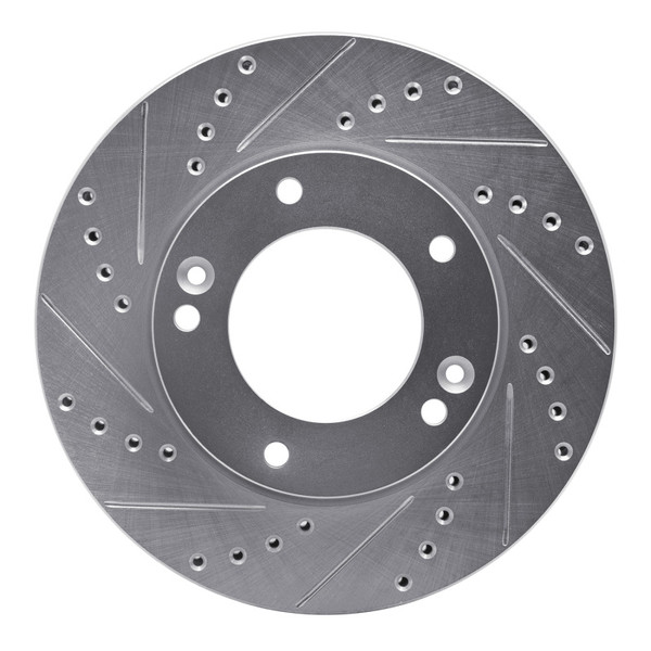 R1 07-09 Kia SORENTO Front Left Drilled & Slotted Silver Brake Rotor - 631-21025L