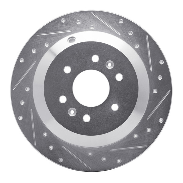 R1 09-10 Kia BORREGO Rear Right Drilled & Slotted Silver Brake Rotor - 631-21027R