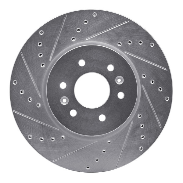 R1 09-10 Kia BORREGO Front Left Drilled & Slotted Silver Brake Rotor - 631-21028L