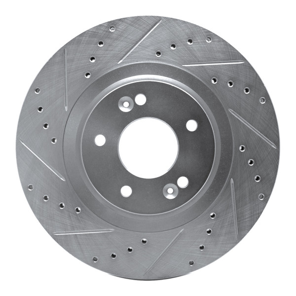 R1 15-20 Kia SORENTO Front Left Drilled & Slotted Silver Brake Rotor - 631-21030L