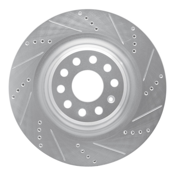 R1 12-21 Tesla Model S Rear Right Drilled & Slotted Silver Brake Rotor - 631-26006R
