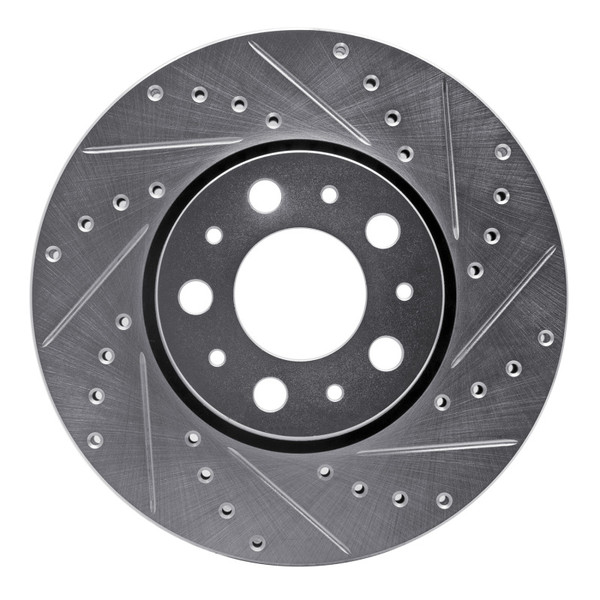 R1 99-09 Volvo S60 Front Right Drilled & Slotted Silver Brake Rotor - 631-27028R