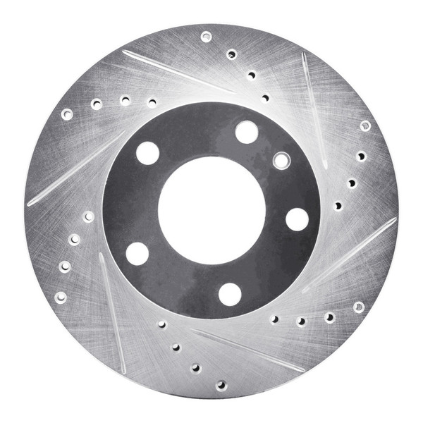 R1 82-86 BMW 735I Front Right Drilled & Slotted Silver Brake Rotor - 631-31008R