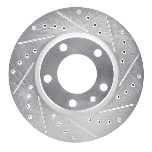 R1 88-91 BMW M3 Front Right Drilled & Slotted Silver Brake Rotor - 631-31022R