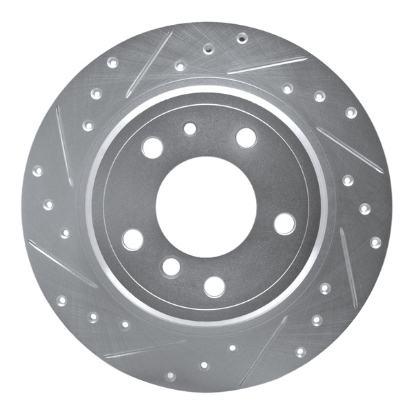 R1 89-95 BMW 535I Rear Left Drilled & Slotted Silver Brake Rotor - 631-31024L