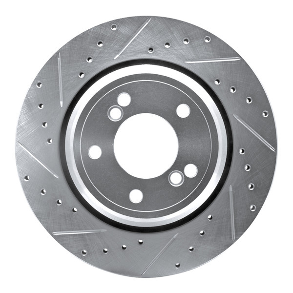 R1 00-06 BMW M5 Rear Left Drilled & Slotted Silver Brake Rotor - 631-31050L