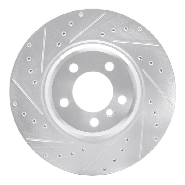R1 02-08 BMW 745LI Front Left Drilled & Slotted Silver Brake Rotor - 631-31058L