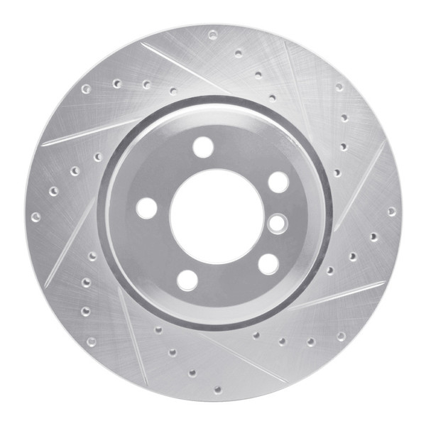 R1 05-08 BMW 750LI Rear Right Drilled & Slotted Silver Brake Rotor - 631-31076R