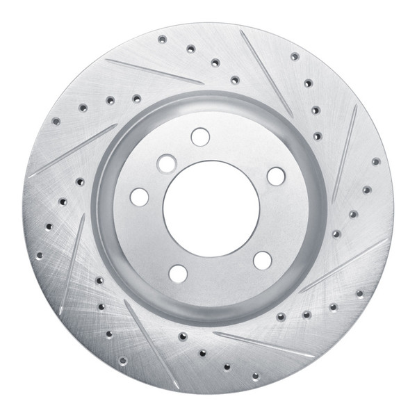 R1 09-16 BMW Z4 Front Right Drilled & Slotted Silver Brake Rotor - 631-31096R