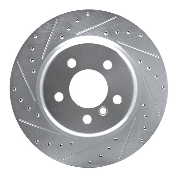 R1 11-16 BMW 528I xDrive Rear Left Drilled & Slotted Silver Brake Rotor - 631-31104L