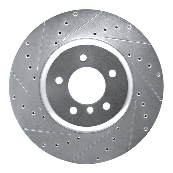 R1 11-16 BMW Z4 Front Left Drilled & Slotted Silver Brake Rotor - 631-31105L