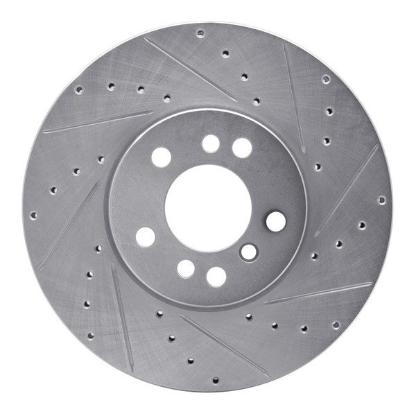 R1 00-06 BMW X5 Front Right Drilled & Slotted Silver Brake Rotor - 631-31135R