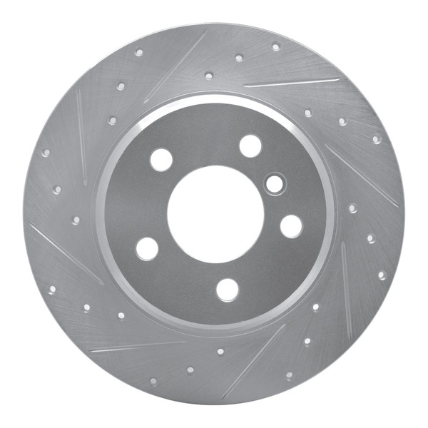 R1 00-06 BMW X5 Rear Left Drilled & Slotted Silver Brake Rotor - 631-31136L