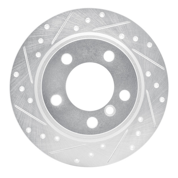 R1 11-16 Mini Cooper Paceman Rear Left Drilled & Slotted Silver Brake Rotor - 631-32010L