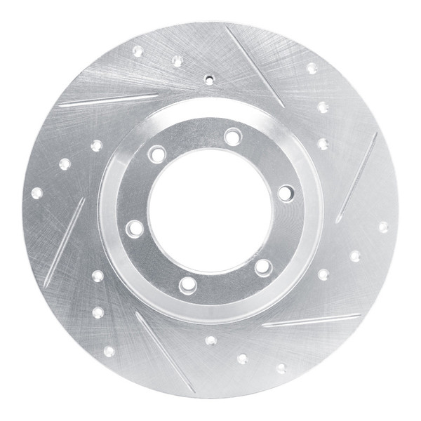 R1 78-83 Chevrolet Luv Front Right Drilled & Slotted Silver Brake Rotor - 631-37004R
