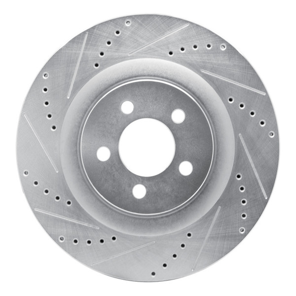 R1 05-23 Chrysler 300 Front Left Drilled & Slotted Silver Brake Rotor - 631-39019L