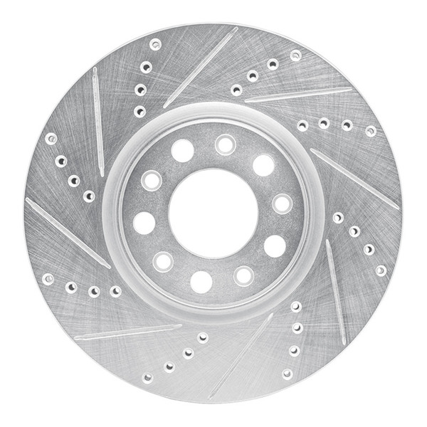 R1 13-23 Chrysler 200 Front Left Drilled & Slotted Silver Brake Rotor - 631-39025L