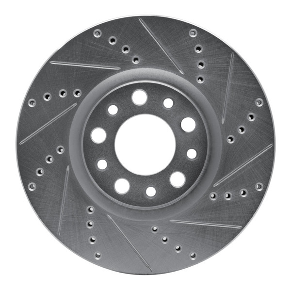 R1 13-23 Chrysler 200 Front Right Drilled & Slotted Silver Brake Rotor - 631-39025R
