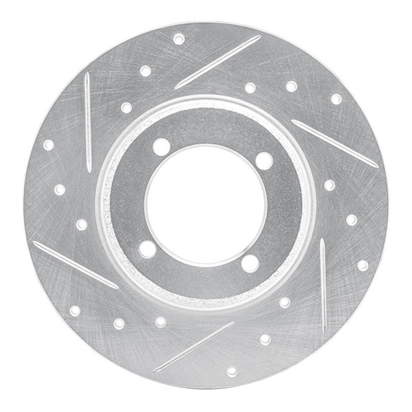 R1 78-83 Dodge COLT Front Left Drilled & Slotted Silver Brake Rotor - 631-40000L