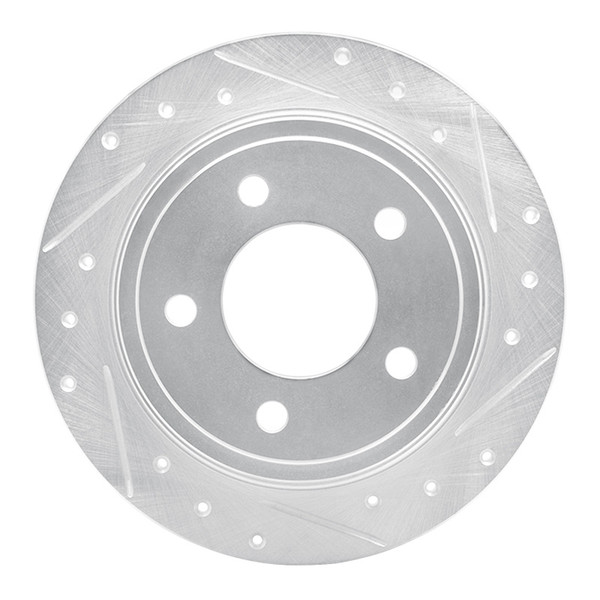 R1 93-04 Chrysler Concorde Rear Right Drilled & Slotted Silver Brake Rotor - 631-40012R