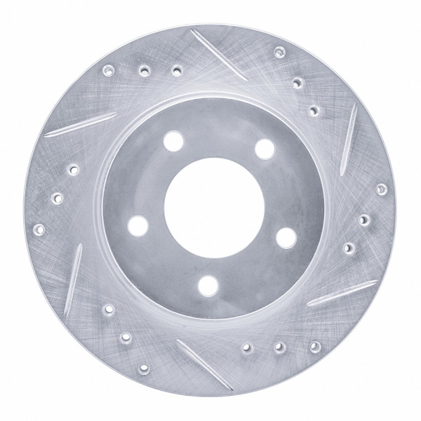 R1 98-00 Chrysler LHS Front Right Drilled & Slotted Silver Brake Rotor - 631-40017R