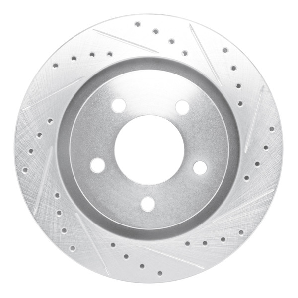 R1 99-04 Chrysler 300M Front Right Drilled & Slotted Silver Brake Rotor - 631-40019R