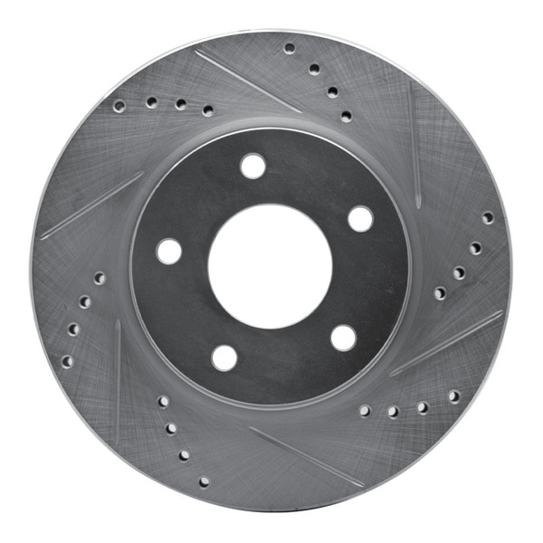 R1 07-17 Dodge CALIBER Front Right Drilled & Slotted Silver Brake Rotor - 631-40024R