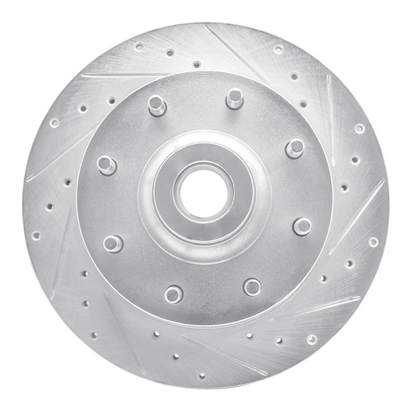 R1 78-97 Dodge B200 / B200 Van / B250 Front Right Drilled & Slotted Silver Brake Rotor - 631-40059R