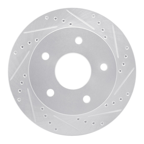 R1 00-02 Dodge Ram 1500 Pickup Front Right Drilled & Slotted Silver Brake Rotor - 631-40090R