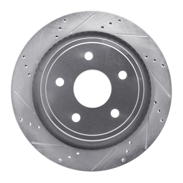 R1 02-24 Chrysler ASPEN Rear Left Drilled & Slotted Silver Brake Rotor - 631-40095L