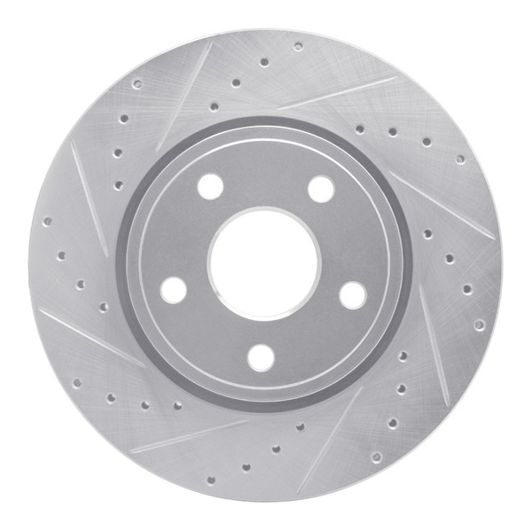 R1 11-22 Dodge Durango Front Left Drilled & Slotted Silver Brake Rotor - 631-42005L