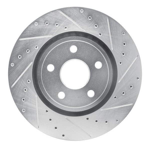 R1 11-25 Dodge Durango Front Right Drilled & Slotted Silver Brake Rotor - 631-42007R