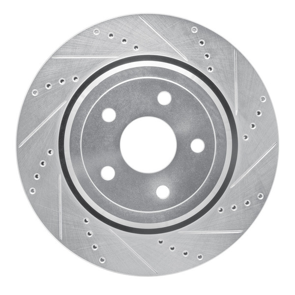 R1 12-25 Dodge Durango Rear Right Drilled & Slotted Silver Brake Rotor - 631-42008R