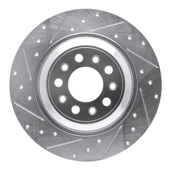 R1 14-23 Jeep Cherokee Rear Left Drilled & Slotted Silver Brake Rotor - 631-42010L