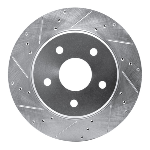 R1 08-12 Jeep J8 Front Left Drilled & Slotted Silver Brake Rotor - 631-42011L