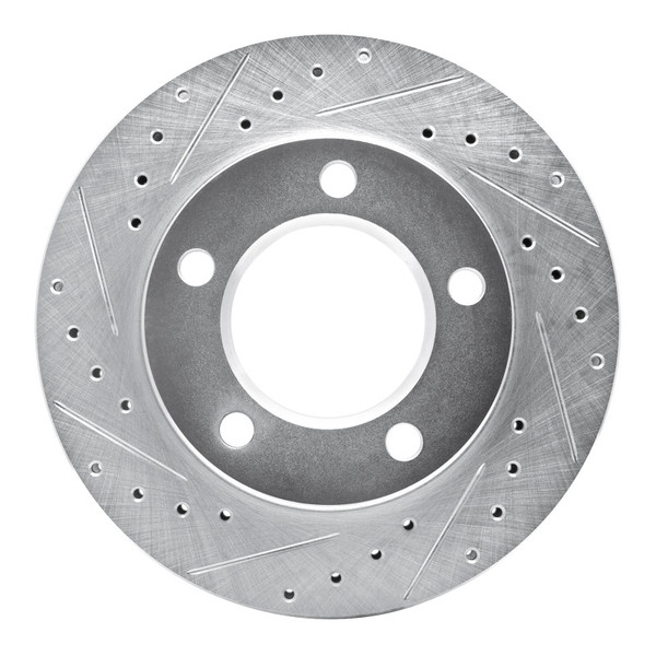 R1 74-80 InternatIonal SCOUT II Front Left Drilled & Slotted Silver Brake Rotor - 631-42016L