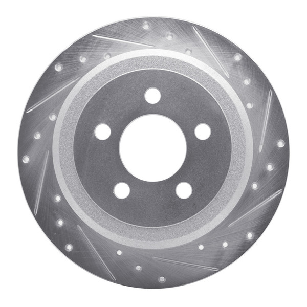 R1 07-12 Dodge Nitro Rear Left Drilled & Slotted Silver Brake Rotor - 631-42019L