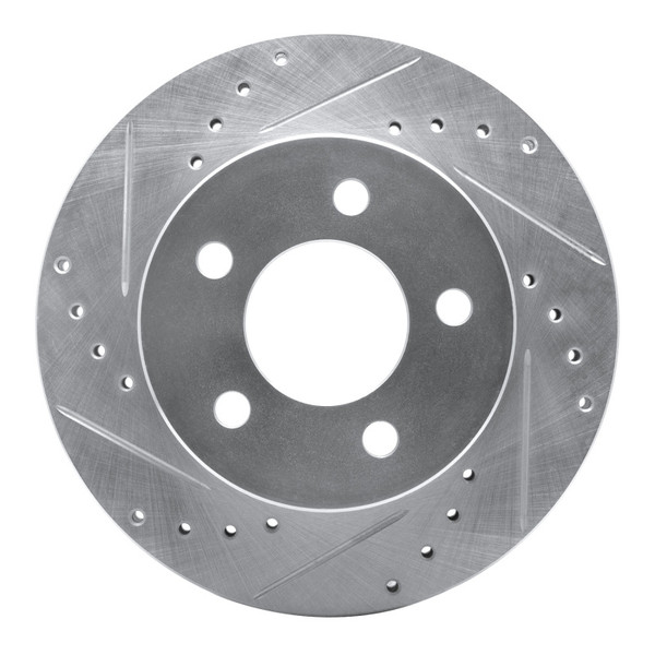 R1 90-99 Jeep Cherokee Front Left Drilled & Slotted Silver Brake Rotor - 631-42022L