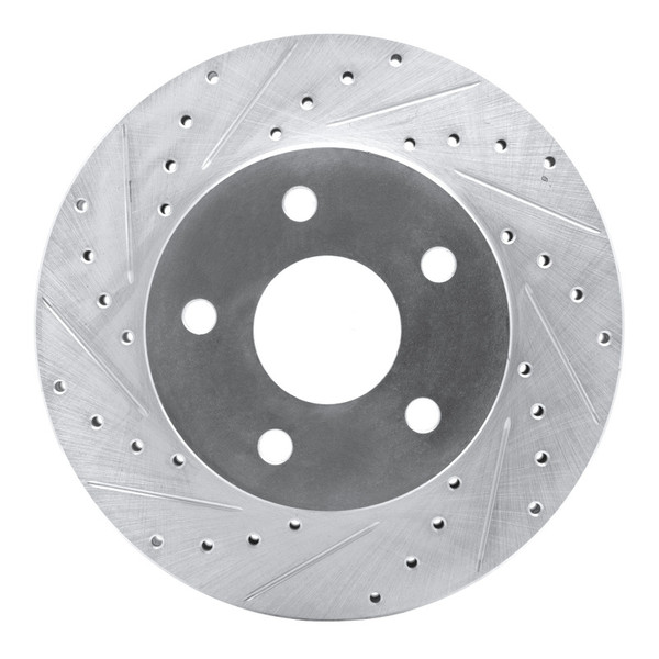 R1 99-04 Jeep Grand Cherokee Front Left Drilled & Slotted Silver Brake Rotor - 631-42024L